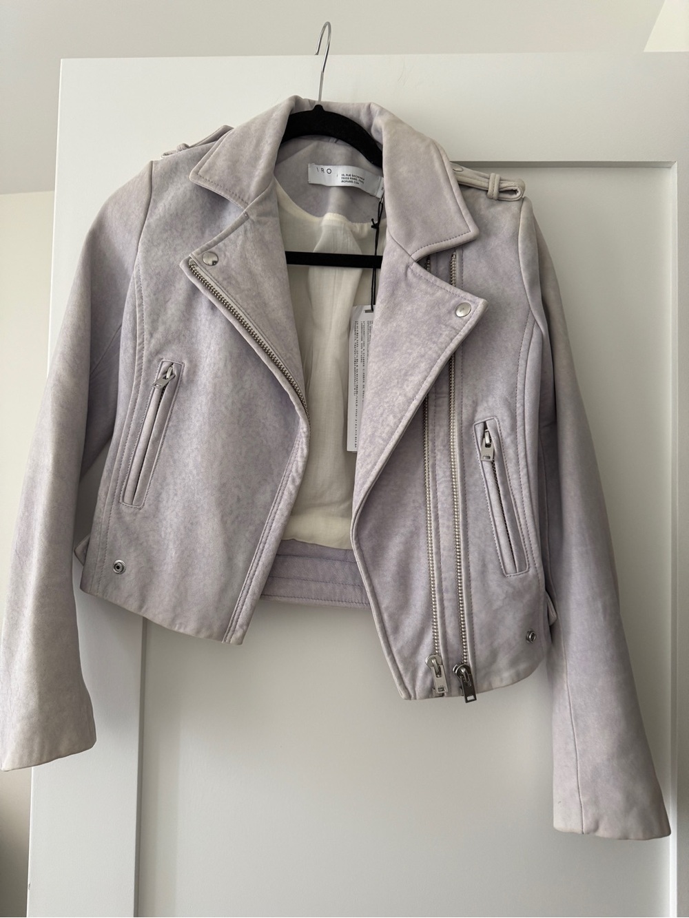 IRO Lavender Suede Moto Jacket